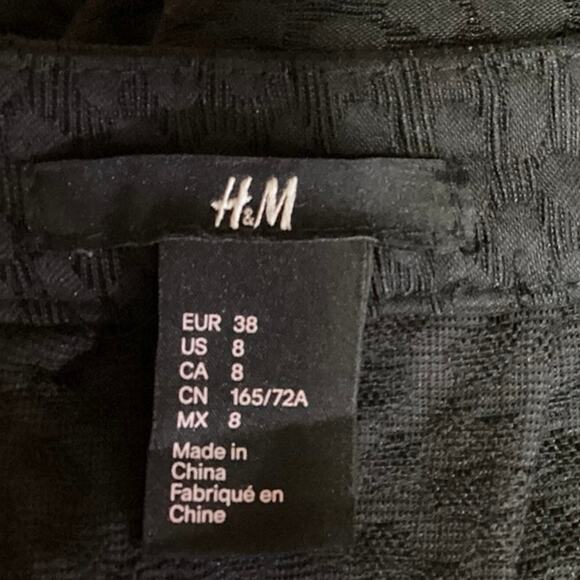 H&M Women's Black Flared Pleated Business Career Zipper Midi A-line Skirt Size 8 - Picture 4 of 5